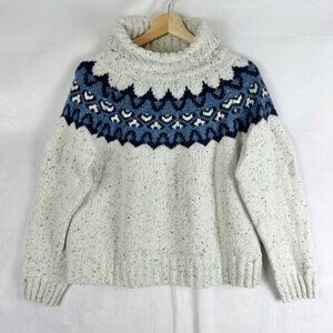BILL BABER Merino Wool Fair Isle Turtleneck Sweater Womens Small